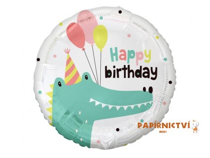 Krokodýlí fóliový balónek (všechno nejlepší k narozeninám), 18"
