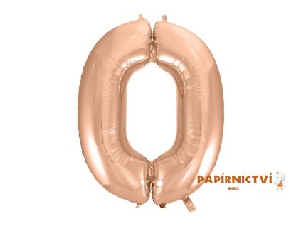 B&C Foliový balónek "Číslo 0", růžové zlato, 92 cm