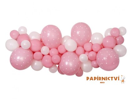 DIY Baby růžová věnec z balónků, 65 ks.