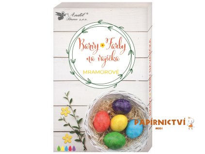 Barvy na vajíčka gelové mramorové, 5 ks, rukavice