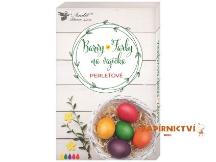 Barvy na vajíčka gelové perleťové, 5 ks, rukavice