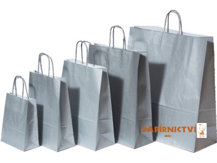Taška papírová 18x8x22 stříbrná