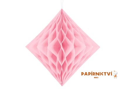 Papírový diamant, světle růžový, 30cm