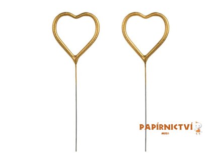 Prskavky srdce, zlaté, 16.5cm, 2ks