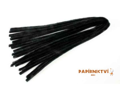 Plyšový drát 50cm, 10ks, 8mm, černý