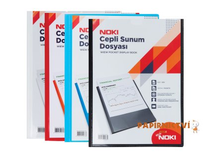 NOKI Prospektová kniha A4 s kapsou, 80 kapes, modrá