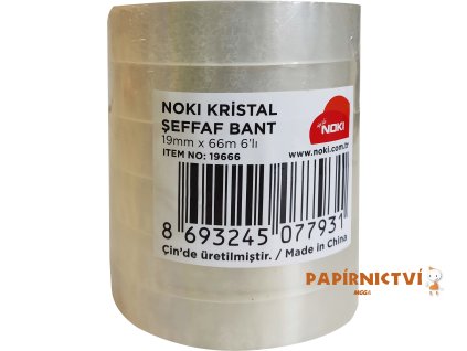 NOKI Lepicí páska kancelářská 19mm x 66m, 6 ks