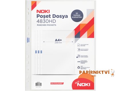 NOKI PP U-kapsa A4+ HD, rozšířená lesklá, bílý okraj, 100 ks