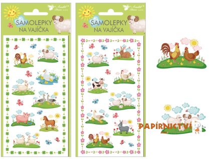 Samolepky na vajíčka gelové 19 x 9 cm, zvířátka 838