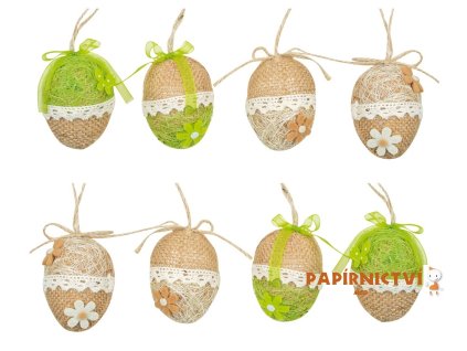 Vajíčko z juty na zavěšení 6 cm 8640