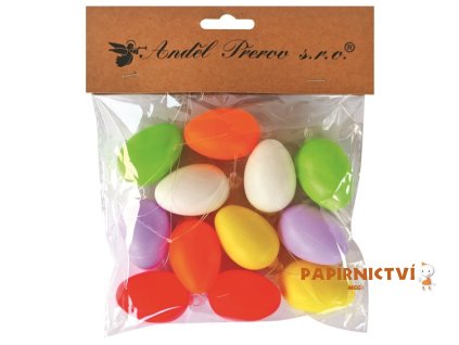 Vajíčka plastová barevná na zavěšení 4 cm, 12 ks v sáčku 7563