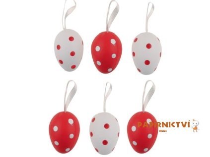 Vajíčka plastová na zavěšení 4 cm, 6 ks v sáčku 8965