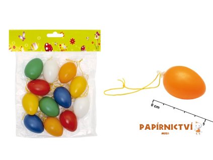 Vajíčka plast jednobarevná 4cm 12ks mix 22210006