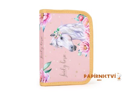 Penál 1 p. 2 chlopně, prázdný kůň romantic 7-89123