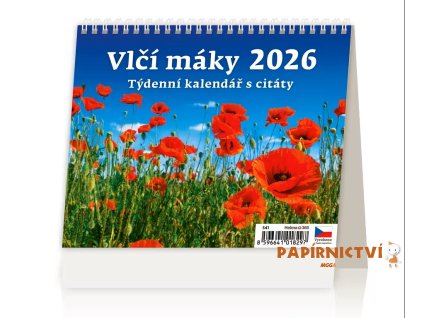 Stolní kalendář Vlčí máky 2026 171x139(25)mm S41-26