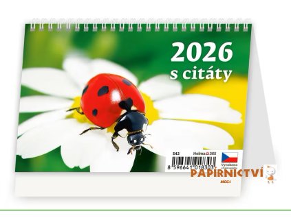 Stolní kalendář Týdenní "S" s citáty 2026 151x99(20)mm S42-26