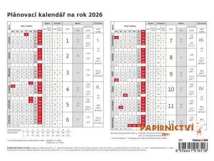 Stolní kalendář Plánovací karta 2026 211x148mm S71-26