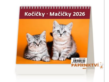 Stolní kalendář MiniMax Kočičky/Mačičky 2026 171x139(25)mm SM12-26