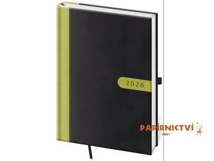 Diář denní A5 Bora - černo/zelená 2026 145x205mm DBO422-1-26