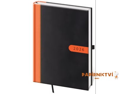 Diář týdenní A5 Bora - černo/oranžová 2026 145x205mm DBO423-2-26