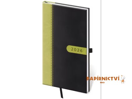 Diář týdenní kapesní Bora - černo/zelená 2026 80x150mm DBO426-1-26