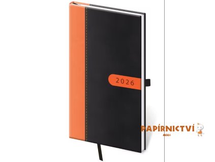 Diář týdenní kapesní Bora - černo/oranžová 2026 80x150mm DBO426-2-26