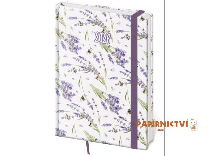 Diář denní A5 Vario - Lavender s gumičkou 2026 145x205mm DV422-12-26