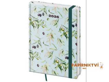 Diář denní A5 Vario - Olive s gumičkou 2026 145x205mm DV422-15-26