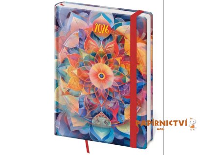 Diář denní A5 Vario - Kaleidoscope s gumičkou 2026 145x205mm DV422-16-26