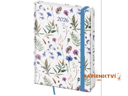 Diář týdenní A5 Vario - Wildflowers s gumičkou 2026 145x205mm DV423-19-26