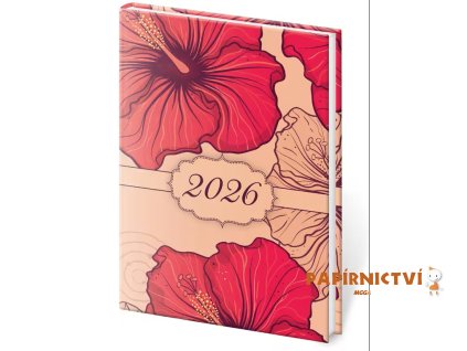 Diář týdenní kapesní A7 Vario Lyra - Hibiscus 2026 71x105mm DV427-36-26