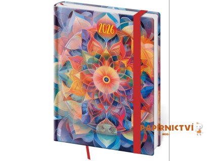 Diary weekly B6 Vario - Kaleidoscope s gumičkou 2026 120x165mm DV433-16-26