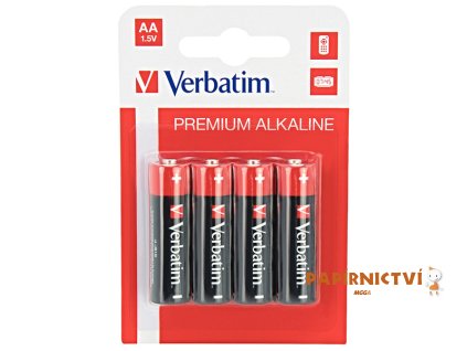 Baterie alkalická, AA (LR6), AA, 1.5V, Verbatim, blistr, 4-pack,