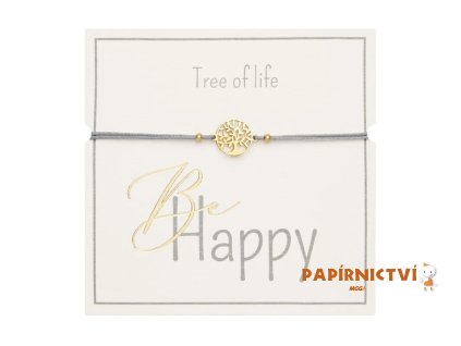 Gifty - Be Happy náramek - g. plated Tree of Life 1042781