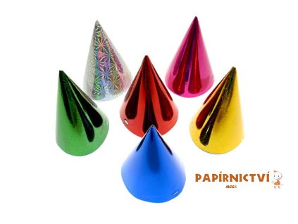 Klobouček karnevalový 6ks 16cm hologramový mix ME120 1041452