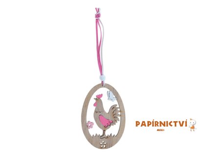 Závěs Vejce dřevo 2D kohout 10cm 2221417