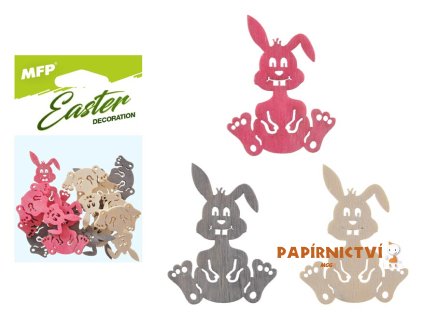 Dekorace zajíc barevný  12ks 4cm mix 2221440