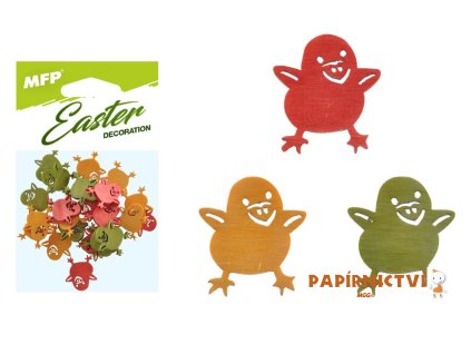 Dekorace kuřátko barevné 24ks 2cm mix 2221453