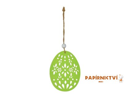 Závěs Vejce dřevo 9cm zelené 2221567