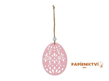 Závěs Vejce dřevo 9cm růžové 2221569
