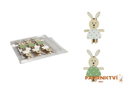 Kolíčky zajíci 6ks/4,5cm dřevo 2221607