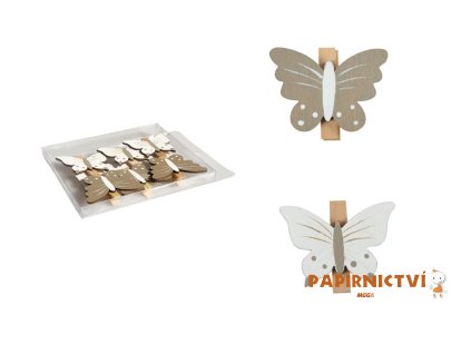 Kolíčky motýli 6ks/3,5cm dřevo 2221609