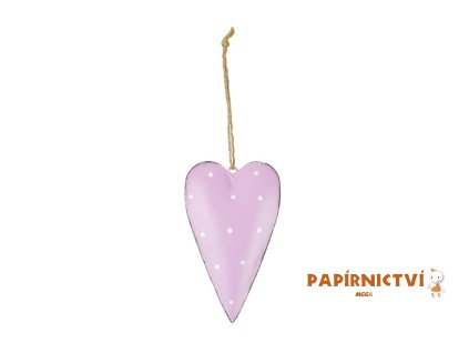 Závěs srdce kov 6,5cm fialové 2221625