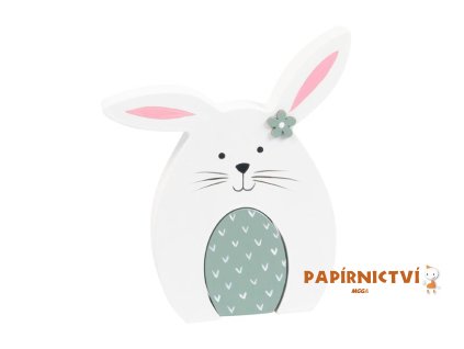 Dekorace dřevo zajíc 13,5x11.8x2,1cm bílý 2221717