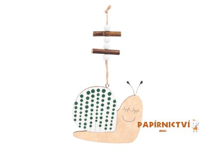 Záves dřevo šnek 10cm natur zavřené oči 2221733