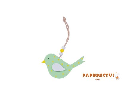 Závěs ptáček 12cm dřevo zelený 2221750