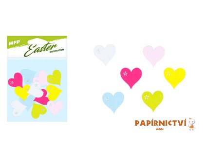 Dekorace srdce 2,5cm 12ks barevný mix 2221753