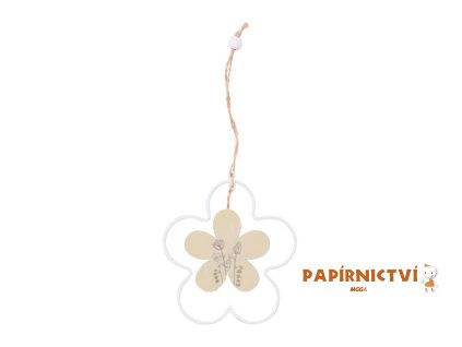 Závěs květina 11cm plech + dřevo 2221763