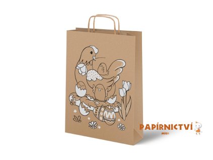 Taška MFP velikonoční papír hnědý s uchem 22x28x10cm 5251293