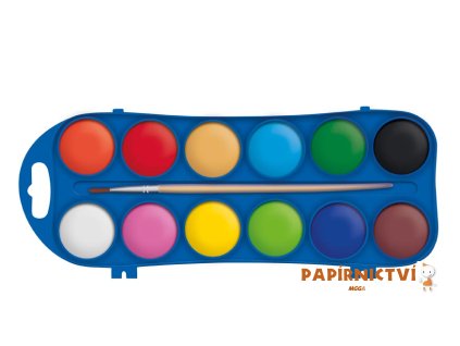Barvy vodové 12 barev 27mm + štětec 6300585